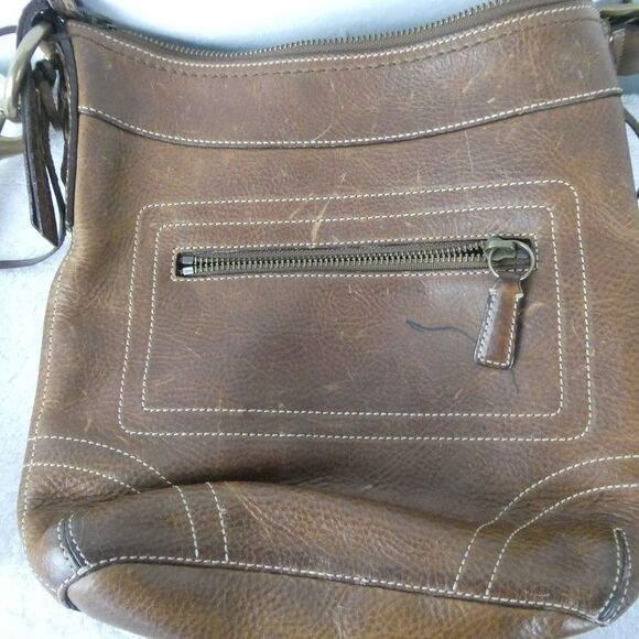 Coach 10398 Pebbled Leather Distressed Shoulder Bag Purse Crossbody Lace Up Side - Picture 2 of 11